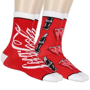 Coca-Cola Coke Crew Socks Bottles And Cans Soda Pop Drink Print 2 Pack Multicoloured - 1 of 4