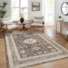 Washable Rug Vintage Floral Distressed Rug Non Slip Backing Low Pile Foldable Floor Cover Oriental Medallion Indoor Carpet Office - 3 of 4