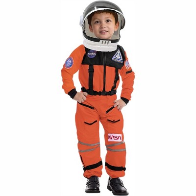 Joyfy Kids Halloween Astronaut Costume With Movable Helmet Boys' Costume for Halloween Cosplay Party - Orange - 3T