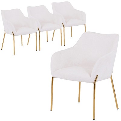LeisureMod Zaire Modern Dining Chair – Upholstered Side Chair with Gold Iron Legs, Stylish Accent Chair for Dining Room or Kitchen Set of 4