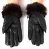 Alpine Swiss Womens Leather Dressy Gloves Faux Fur Trim Cuff Thermal Lining - 4 of 4