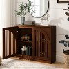 Modern Arched Storage Cabinet, Narrow Sideboard Accent Cabinet with 2 Outlet Holes for Entryway, Coffee Area, Living Room, Hallway, Office-Tanpinhause - 3 of 4