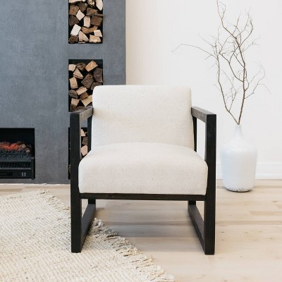 Alarick Cream and Black Transitional Wood Accent Chair