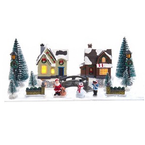 Kurt Adler 5-Inch Battery Operated Lit Christmas Village 17 Piece Set - 1 of 4