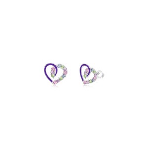 Chanteur Hypoallergenic Kids Jewelry Accessories Heart Purple CZ White Gold Palladium Plating Stud Earrings Surgical Titanium Posts - 1 of 1