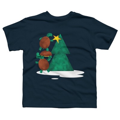 Boy's Design By Humans Christmas Tree Turtle By moredesignsplease T-Shirt