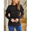 Womens Ruffle Sleeve Tops Long Sleeve Dressy Casual Crewneck Tunic Sweatshirts - 2 of 4