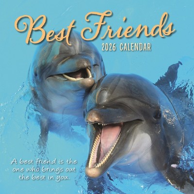 2026 Square Wall Calendar, Best Friends, 16-Month Cute Theme with 180 Reminder Stickers (12x12 In)