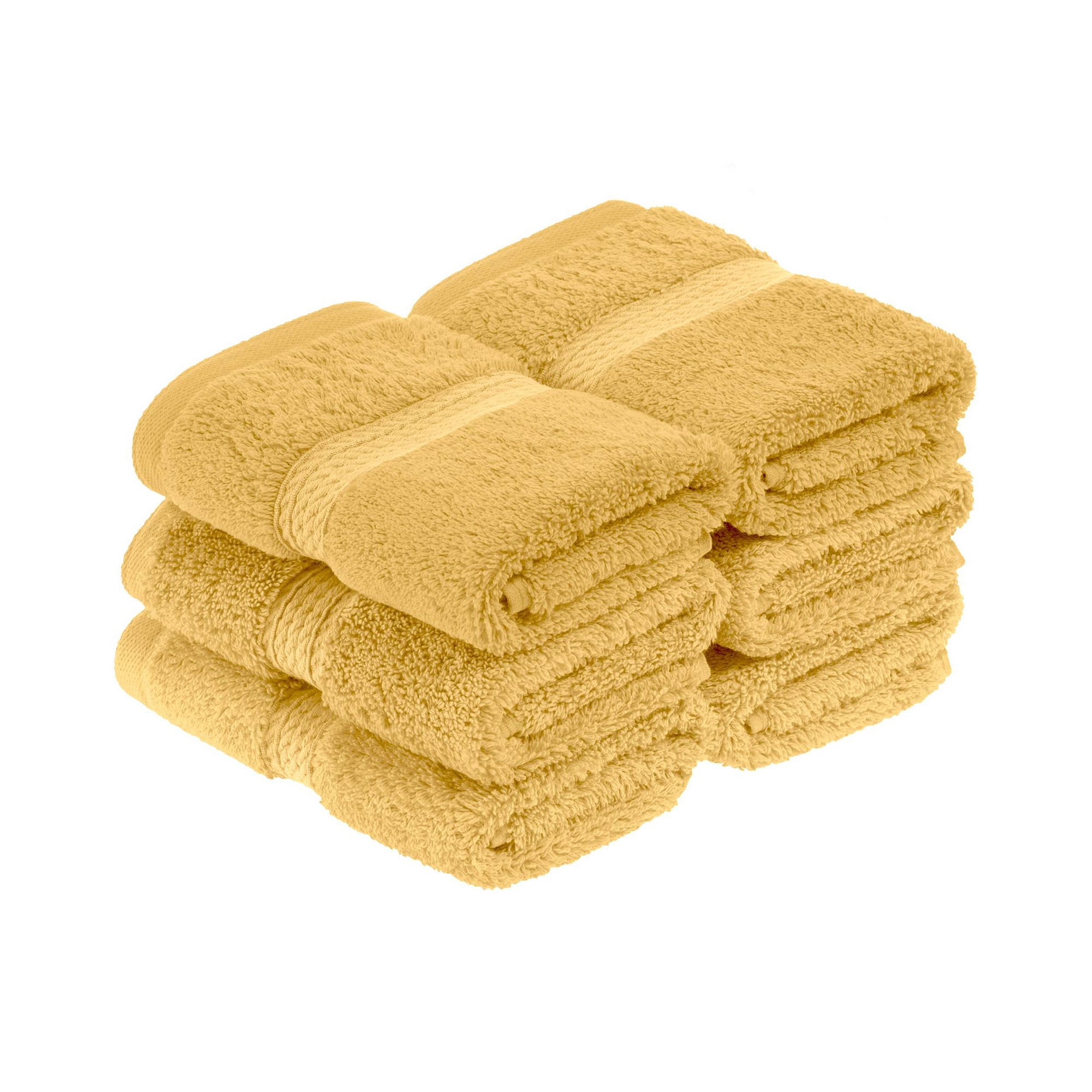 Luxury Egyptian Cotton Heavyweight Plush Face Towel/ Washcloth Set of 6, Gold - Blue Nile Mills