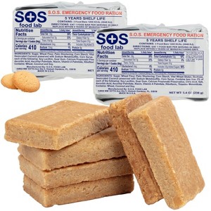 SOS Food Lab Emergency Food Bar - 1200 Calorie Ration (2 Pack Shortbread Cookie) - 1 Day/24 Hour Ready to Eat Supply for Camping - 5 Year Shelf Life! - 1 of 4