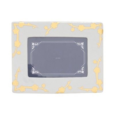 Traditional Metallic Porcelain Picture Frame - Elegant Floral Design - Ceramic Decorative Photo Frame for Home, Office, Bedroom, Living Room