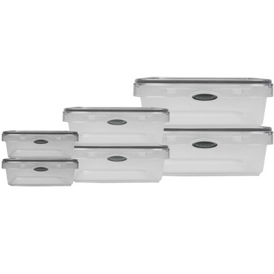 Stor-All Solutions Press-N-Click 6-Piece Airtight Food Storage Container Set - Great For Portion Control, Leftovers & All Types Of Storage