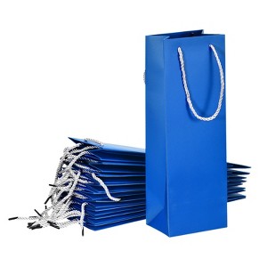 Unique Bargains Paper Reusable Sturdy Wine Tote Bag Gift Bags with Rope Handles 12 Pcs - 1 of 4