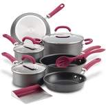 Rachael Ray Create Delicious 11pc Hard Anodized Nonstick Cookware Set Burgundy Handles