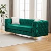GDFStudio Branik 82.5" Mid-Century Modern Wooden Velvet Upholstered Sofa with Chesterfield Tufted Buttons, 2 Pillows and Metal Legs - 2 of 4