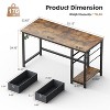 40 Inch Computer Desk with Drawers, Home Office Desk Writing Desk Work PC Table Study Desk with 2-Tier Drawers Storage Shelf Side Hook-The Pop Home - 4 of 4
