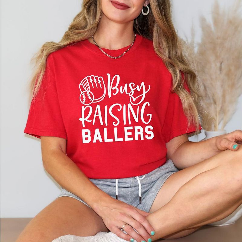 Simply Sage Market Women's Busy Raising Ballers Baseball Short Sleeve Garment Dyed Tee, 3 of 4