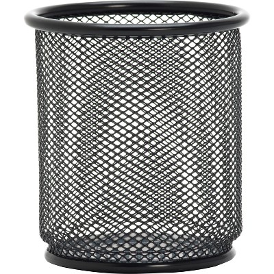 Lorell Steel Pencil Cup 3-1/2"x3-7/8" Black Mesh 84149