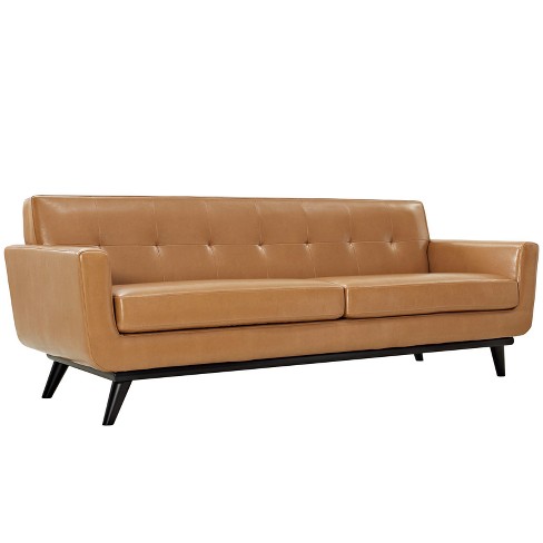 Engage Bonded Leather Sofa Tan Modway, Bonded Leather Sofa Bed