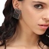 SOHI Women's Chrome Silver Intricate Square Drop Earrings - 4 of 4