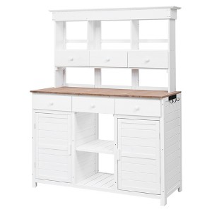 Gulches White Garden Potting Bench with Planter Stands and Holders, 65.7" Tall Workstation with Storage - 1 of 4