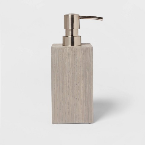 wood and ceramic soap dispenser