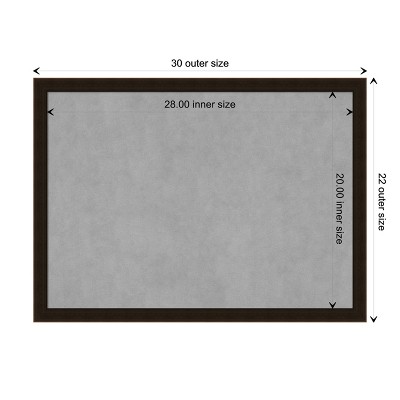 Espresso Brown Wood and Steel Framed Magnetic Board 30 x 22 in.