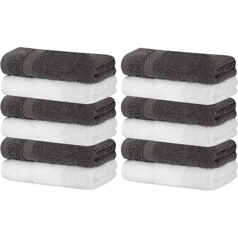 WhiteClassic Luxury Cotton Washcloths - Large Hotel Spa Bathroom Face Towel, 12 Pack