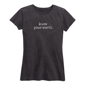 Women's - Instant Message - Know Your Worth Small Center Chest Hit Short Sleeve Graphic T-Shirt - 1 of 4