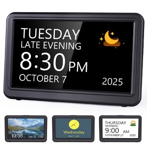 Aoibox Digital Calendar Clock with 12 Themes, 20 Alarms & Reminders, Semi-Auto Dimming, 12/24H Format, Auto DST for Desktop, Office, Students - 1 of 4