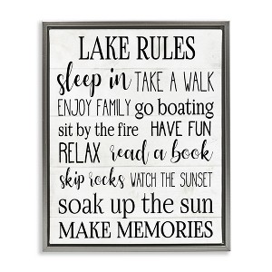 Stupell Industries Motivational Lake Rules Sign Floating Frame Canvas Art - 1 of 4