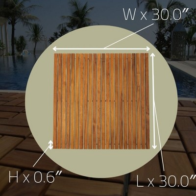 Nordic Teak Natural Finish 30" x 30" Non-Slip Shower and Bath Mat