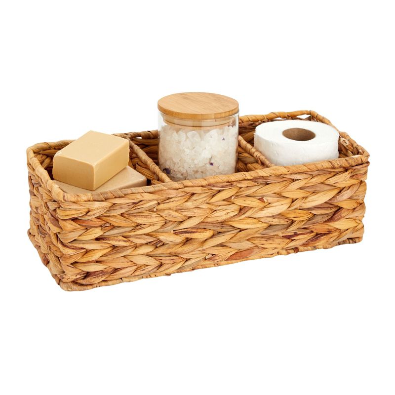 Farmlyn Creek 3-Section Wicker Baskets for Shelves, Water Hyacinth Storage Baskets for Bathroom Organizing, 2-Pack, 5 of 10
