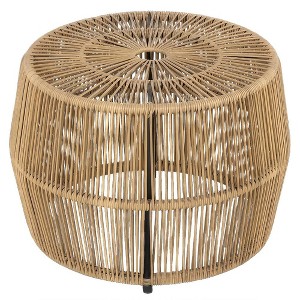 Royal Hampton Outdoor Coffee Table, 22 Inch Natural Brown Rattan Wicker, Steel Frame - 1 of 1