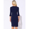 INSPIRE CHIC Women's 3/4 Sleeve Split Neck Wear to Work Business Sheath Dresses - 3 of 4