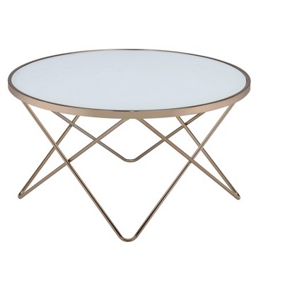 NicBex Farmhouse 34 Inch Round Coffee Table with Frosted/Black Glass Tabletop for Living Room,Dining Room,Bedroom
