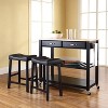 Wood Top Kitchen Prep Cart with 2 Upholstered Saddle Stools Black - Crosley: Mobile Island, Storage, Towel Bar - 2 of 4