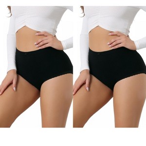 Allegra K Women's Breathable Soft High Waist Stretch Comfortable Tummy Control Briefs 2 Packs - 1 of 4