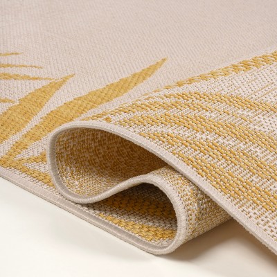 Isla Yellow and Cream Synthetic 4' x 6' Reversible Area Rug