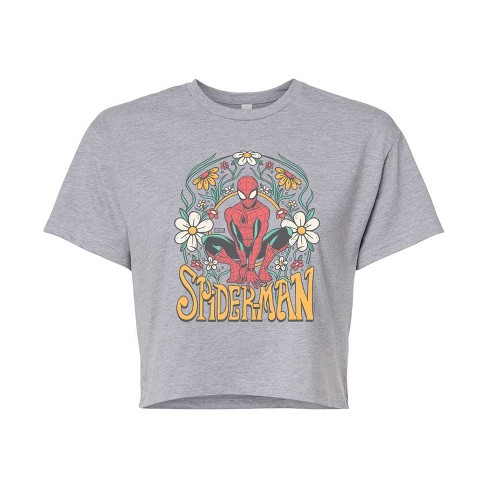 Women's - Marvel - Florals Cropped Graphic T-Shirt - image 1 of 4