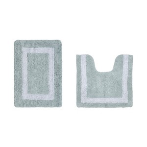 Hotel Bath Rug 100% Premium Cotton Tufted Weave Two Tone Reversible 2 Piece Bathroom Rug Set, Super Soft & Water Absorbent, Machine Washable Bathmat - 1 of 4