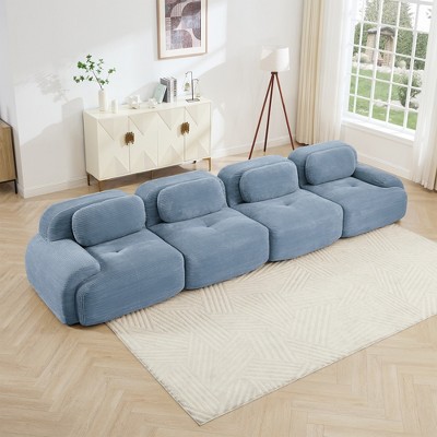 Aukfa Modular Corduroy Sectional Sofa with Ergonomic Support - Pet Friendly, Easy Assembly, Non-Slip Base Design