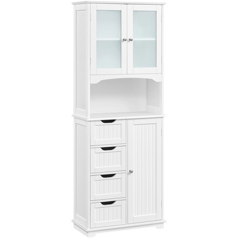 Kleankin Tall Bathroom Storage Cabinet With Mirror, Wooden Freestanding  Tower Cabinet With Adjustable Shelves, For Bathroom, Or Living Room, White  : Target