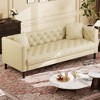81"Leather Couch,Handmade Button Tufted 3 Seater Sofa, Chesterfield Sofa with Deep Seat and 2 Pillows,Leather Sofa for Living Room Apartment,Office - 2 of 4