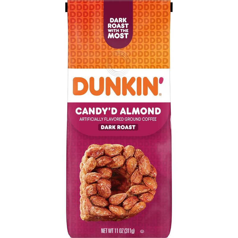 Dunkin&#39; Candy Almond Ground Dark Roast Coffee - 11oz, 1 of 9