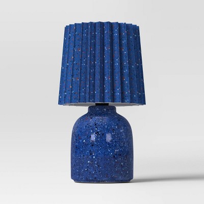 Mini Printed Ceramic Base Table Lamp with Printed Pleated Shade Candid Cobalt - Room Essentials™