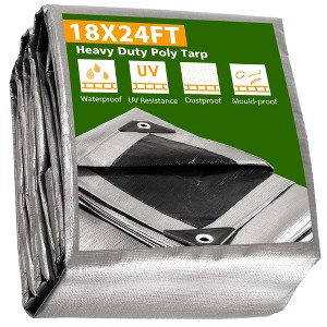 Yescom 18x24ft Heavy Duty Reinforced Poly Tarp All Purpose Canopy Tent Cover Waterproof Tarpaulin - 1 of 4