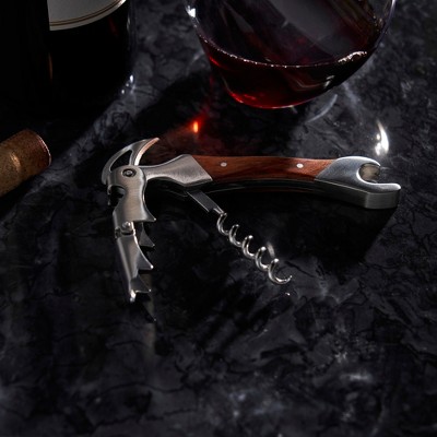 Oversized Stainless Steel Corkscrew with Polished Wood Handle