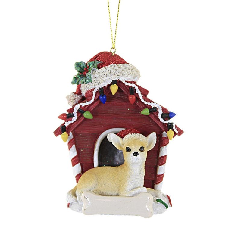 4.0 Inch Dog In Dog House Christmas Bone Tree Ornaments, 1 of 4