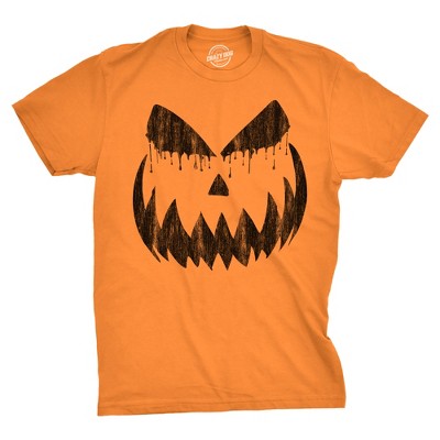 Mens Weeping Wendell Pumpkin T Shirt Funny Halloween Jack O Lantern Horrifying Smile Tee For Guys - Crazy Dog Men's T Shirt